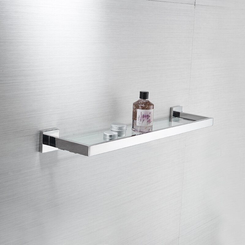 AUSWIND Eenvoudige zilver gepolijst hoekplank roestvrij staal glazen plank wandmontage handdoekenrek badkamer accessoires producten