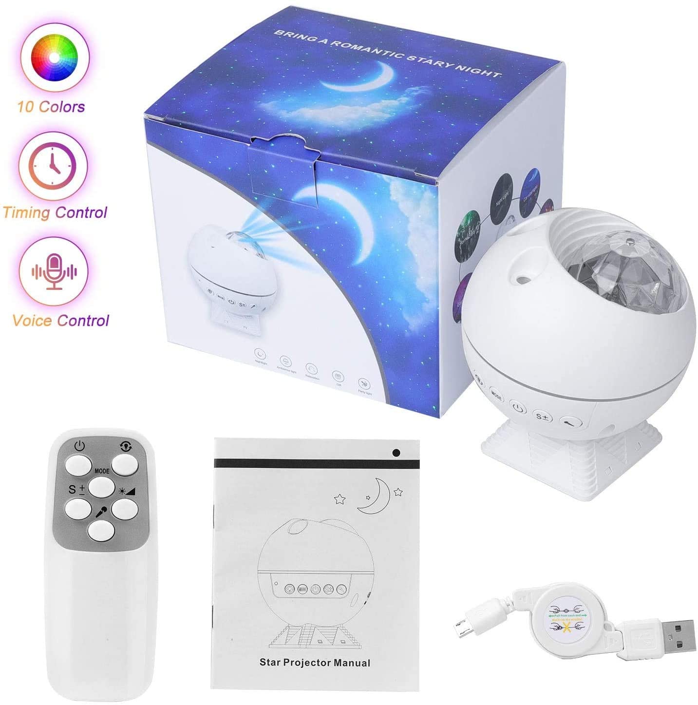 Star Projector Light Sky Maan Galaxy Oceaan Projectielamp Led Slaapkamer Night Light Met Afstandsbediening Voor Kinderen Baby: Default Title