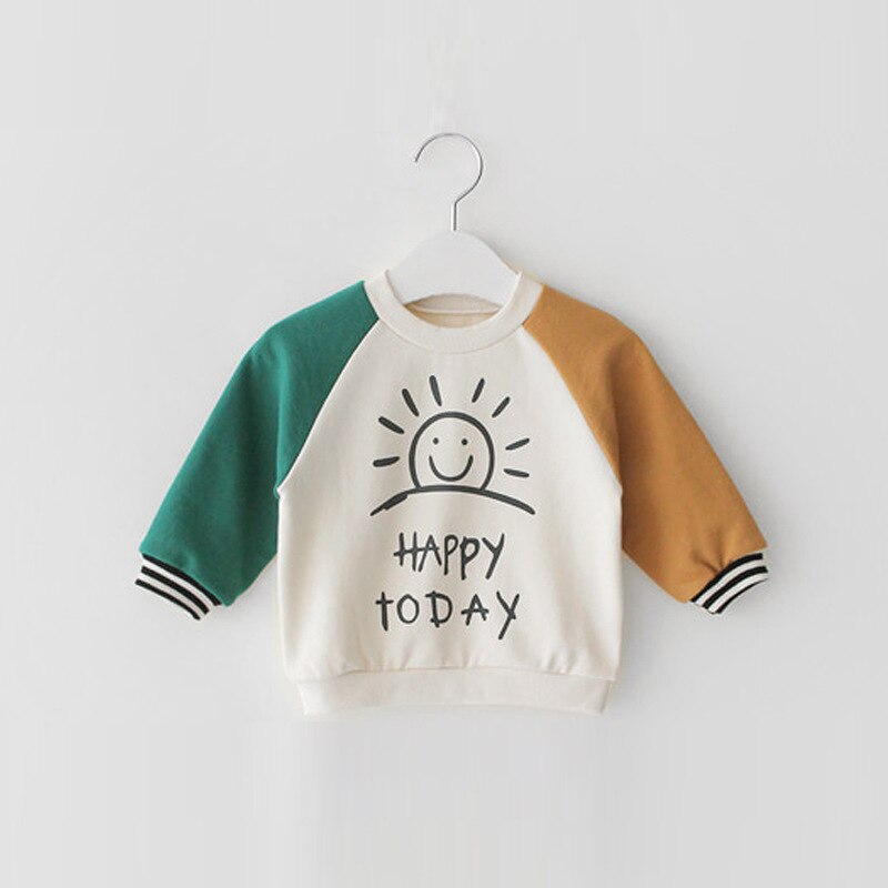 Nieuwe Casual Peuter Baby Kinderen Jongens Meisjes Lange Mouw Puur Katoen Brief T-shirt Top Kleding Lente Herfst Kinderen T-shir