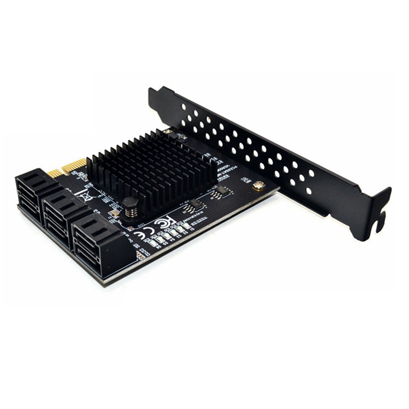 Pcie SATA Card Pcie X1 SATA Gen3 88SE9215 6 Gbps Expansion Card Built-In Eight-Port SATA3.0 Disk Riser Card Array Card