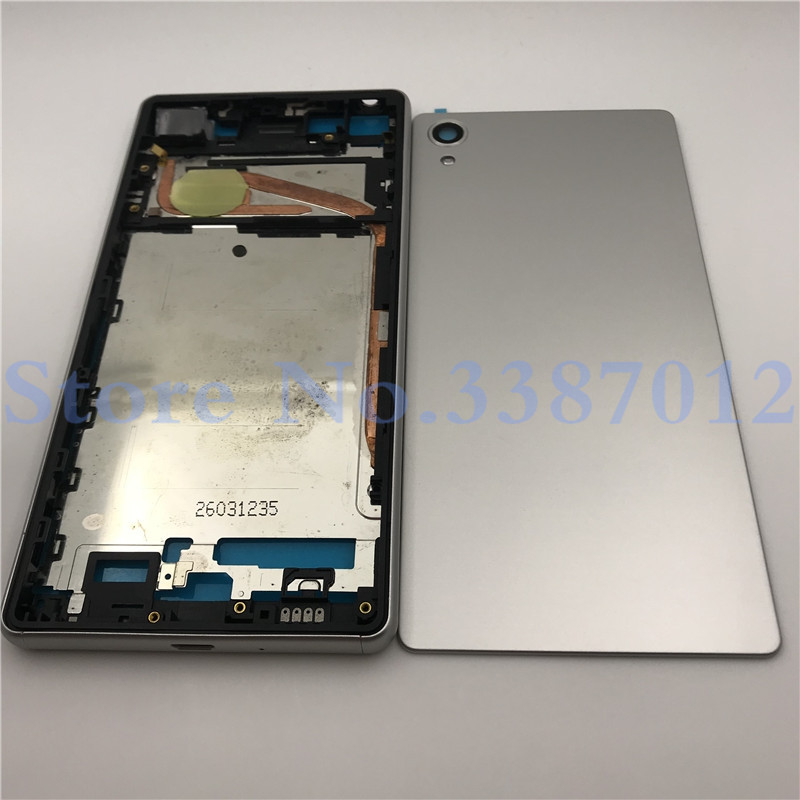 Original cobertura completa LCD panel carcasa del marco medio cubierta de la tapa de la batería botón en el lateral para Sony Xperia X F5121 F5122 piezas de reparación