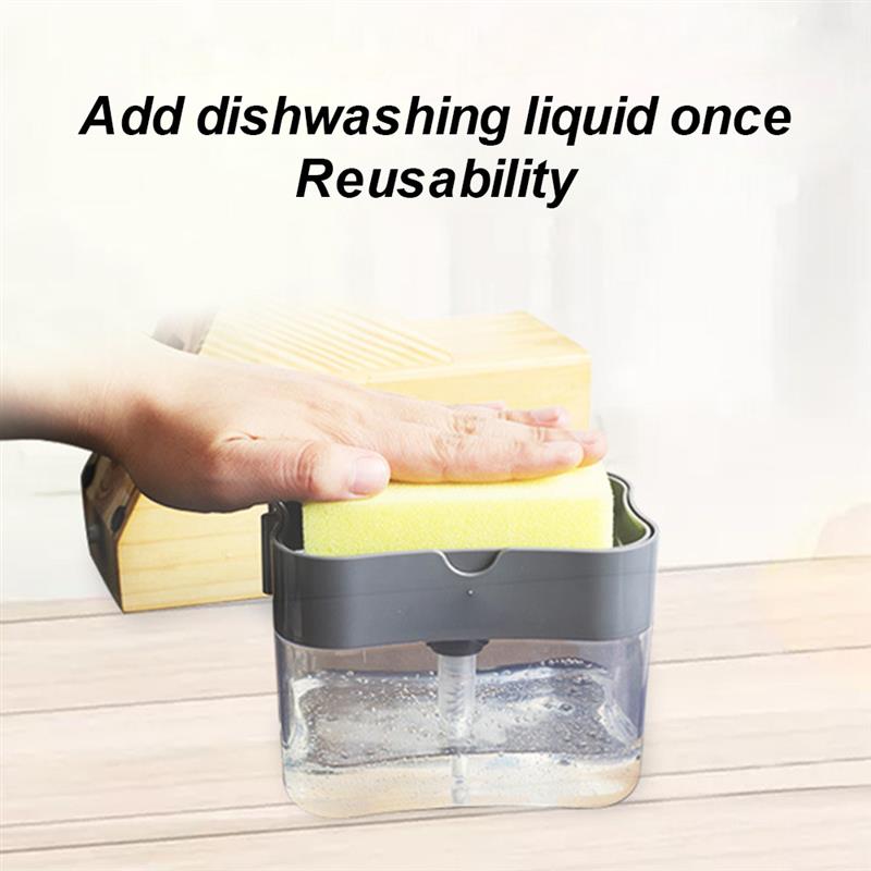 2-In-1 Soap Pump Dispenser With Sponge Holder Liquid Dispenser Container Hand Press Soap Organizer Kitchen Cleaner Tools