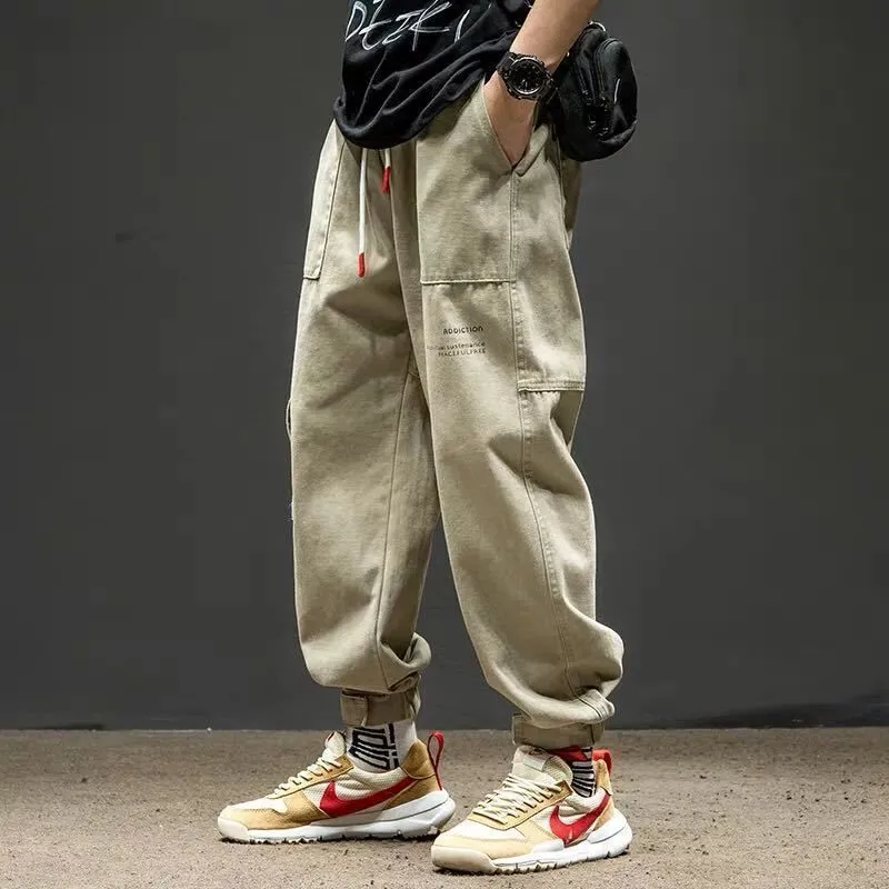 HOUZHOU Khaki Cargo Hosen für Männer Jogger Jogginghose Casual Baumwolle Japanischen Hip Hop Streetwear männer Cargo Hose Männlichen 5XL: 5XL / Khaki