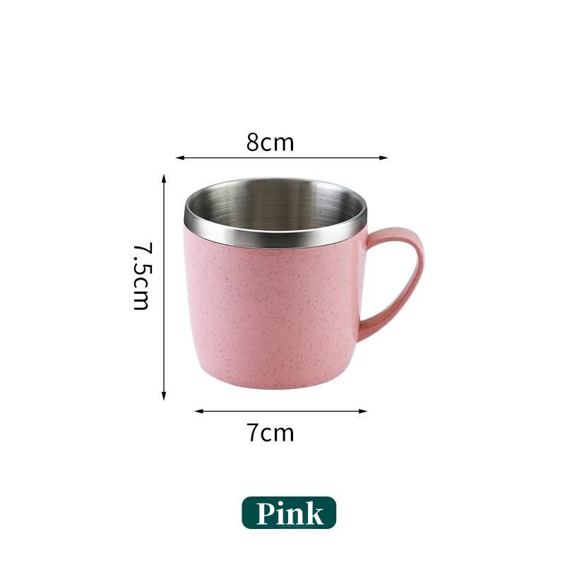 Tazas de acero inoxidable antiescaldado de doble capa, mango de plástico, taza para café, leche, té, bebidas, taza de agua para el hogar y la Oficina: Rosa