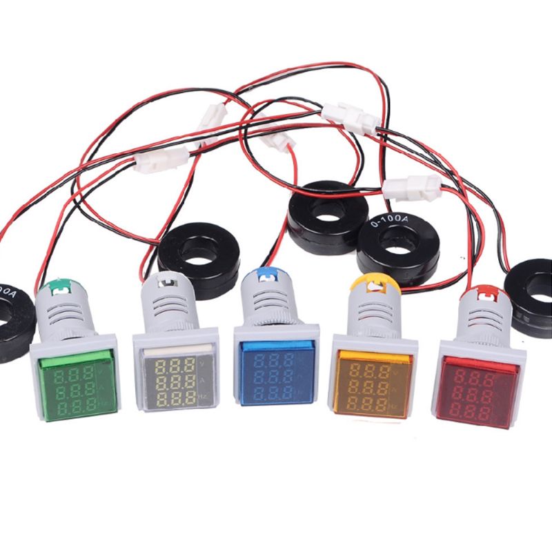3 in 1 AC Voltmeter Ammeter Frequency Panel Meter Indicator Signal Light 60-500V X4YD