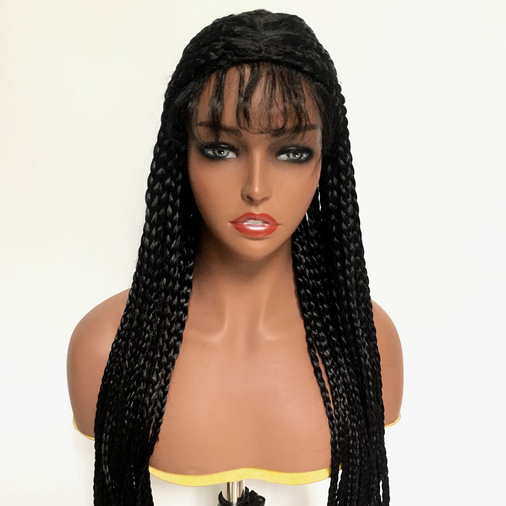 Dlme Synthetische Gevlochten Pruiken Voor Zwarte Vrouwen Afro Gevlochten Zwart Boxbraid Pruik Met Baby Haar Hittebestendige Vezel Haar