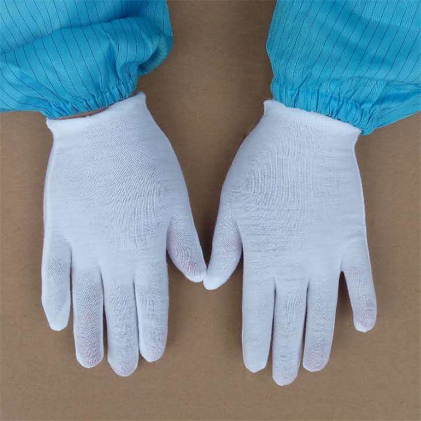 Guantes de trabajo blancos a prueba de trabajo, gruesos, de algodón, tela de algodón, delgados, medianos y gruesos, guantes de inspección de Wenwan