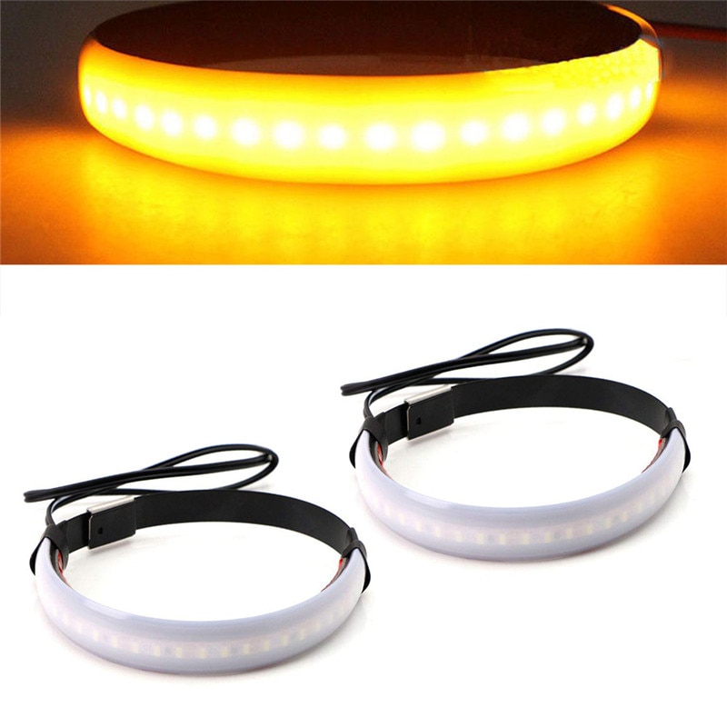 Universele Super Bright Amber LED Vork Knipperlichten Strip Voor Motorfiets LED Ring Draaien Licht Flexibele