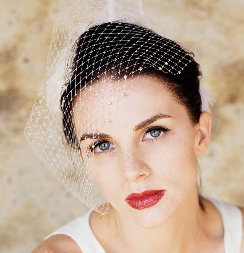 Nuptiale Birdcage Veil Ivoire Tulle Voile Vintage Style Petite Voile Mini Blush Voile De Mariage accessoire