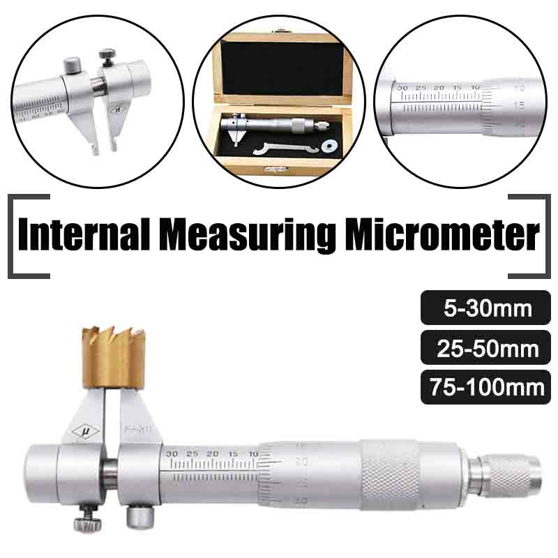 Stainless Steel Internal Measuring Micrometer Vernier Caliper Gauge Inside Micrometer Tools Micrometers 5-30mm 25-50mm 75-100mm