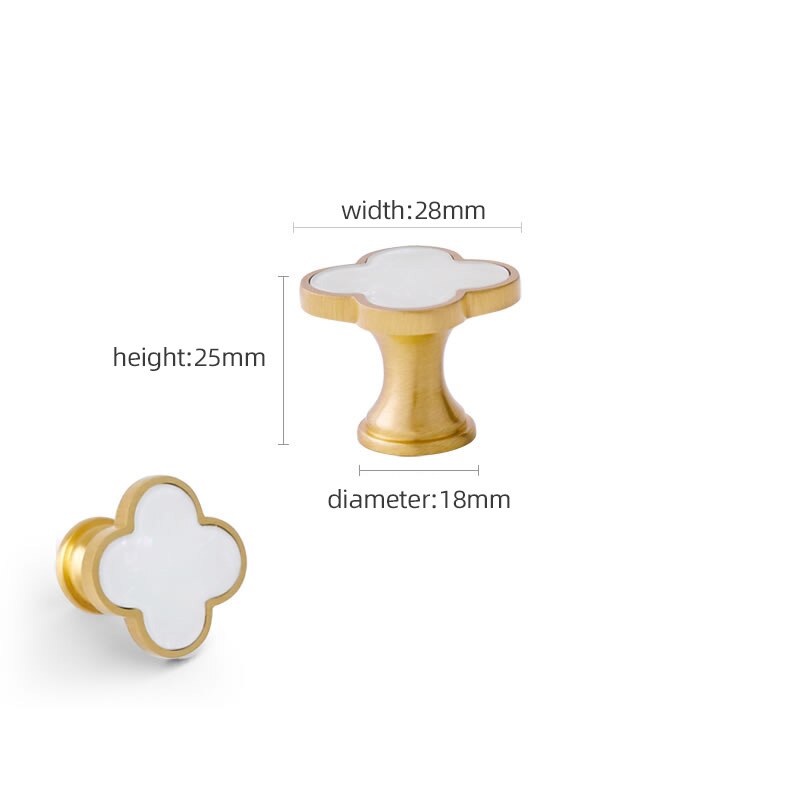 Klavertje Vier Messing Deurknoppen En Handgrepen Voor Keukenkast Kast Europese Meubels Schuifladegrepen Pulls Groen: 1PC White