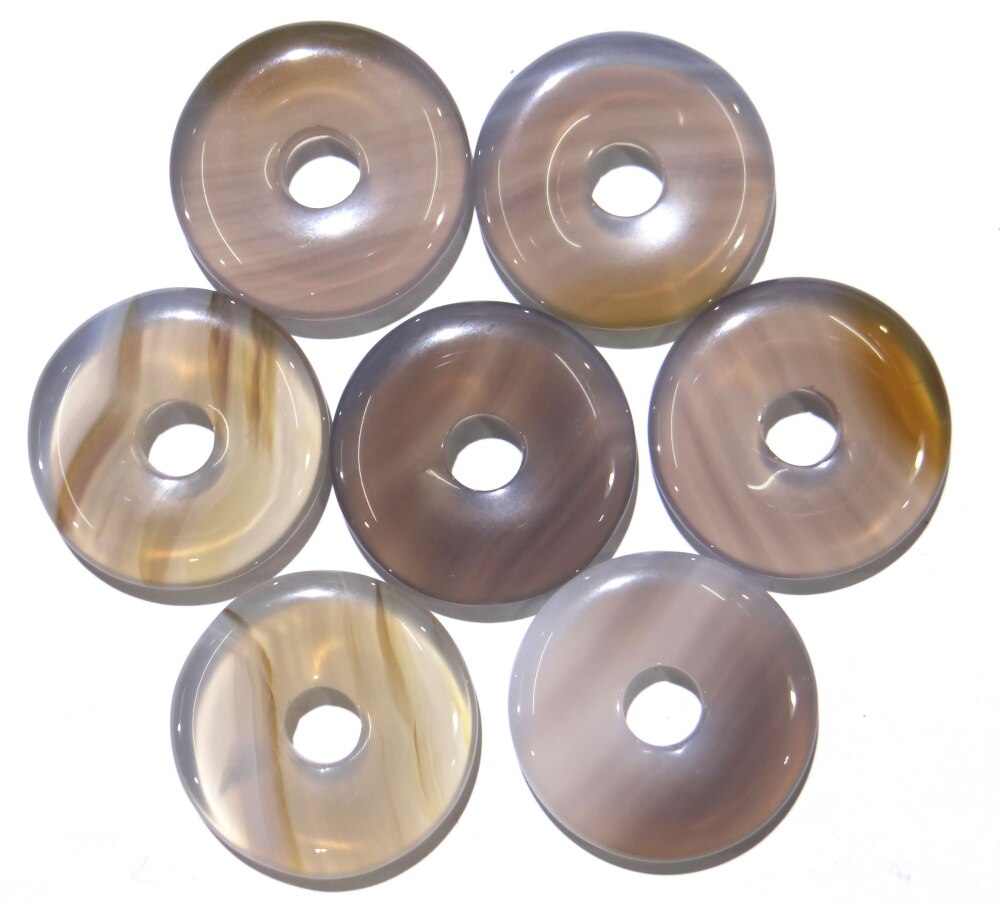 35mm natural stone Striped agates Quartz crystal tiger eye donut charm pendant for diy jewelry making necklace Accessories 1pcs: NO.16