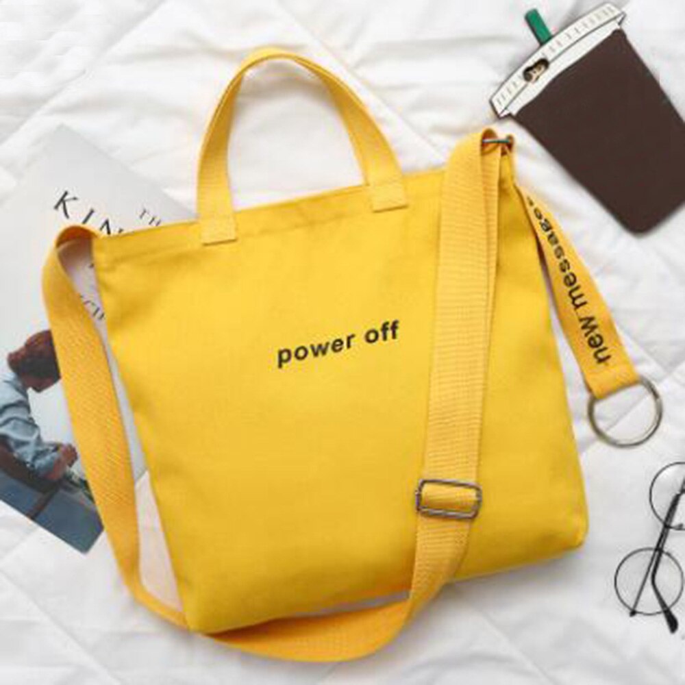 Simple Mode Canvas Schoudertas Schooltas Casual Crossbody Tas Reizen Winkelen Tote Handtas School-Tassen-Voor-meisjes: YELLOW