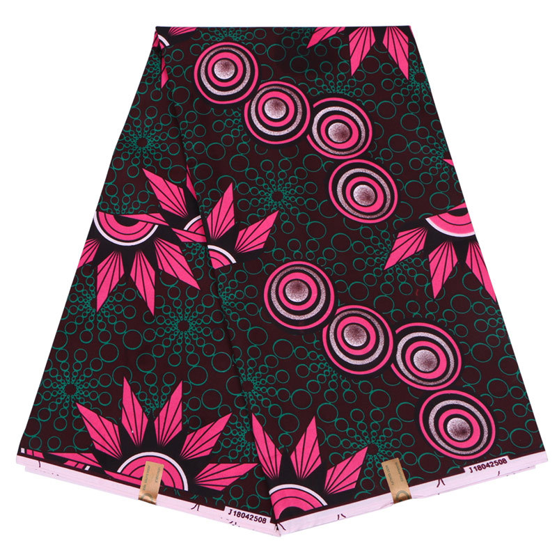 6 Yards Pink Flower African Wax Polyester Wax Fabric Pure Polyester Breathable African Ankara Wax Fabric Material for Spring