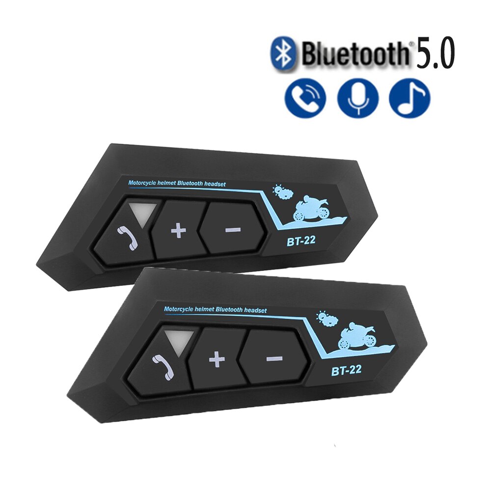Bluetooth 5.0 motorhjälm headset trådlösa handsfree stereo hörlurar motorcykel hjälm hörlurar  mp3 högtalare  t22 lång vänteläge: 2 stycken