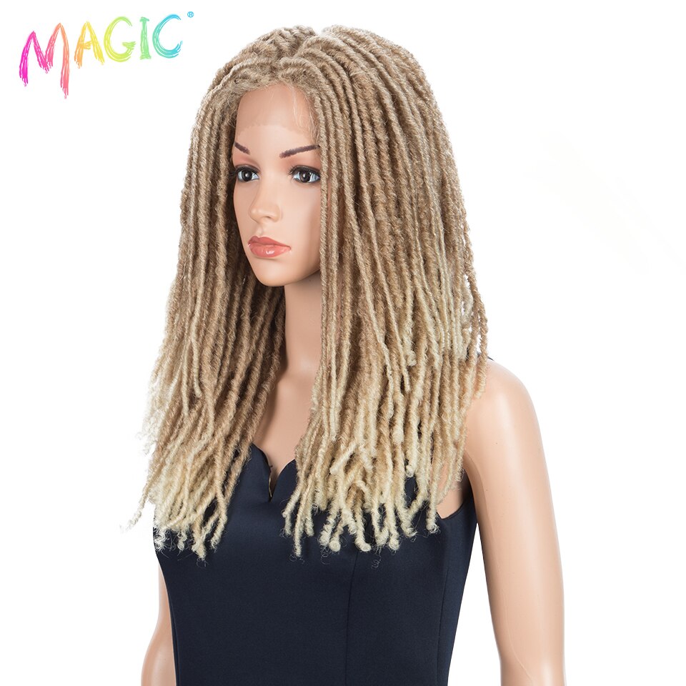 Magic 22inches Crochet Wig Braids Twist Synthetic Lace Wig African Braided Hair Faux Locs Crochet Wig Heat Resistant