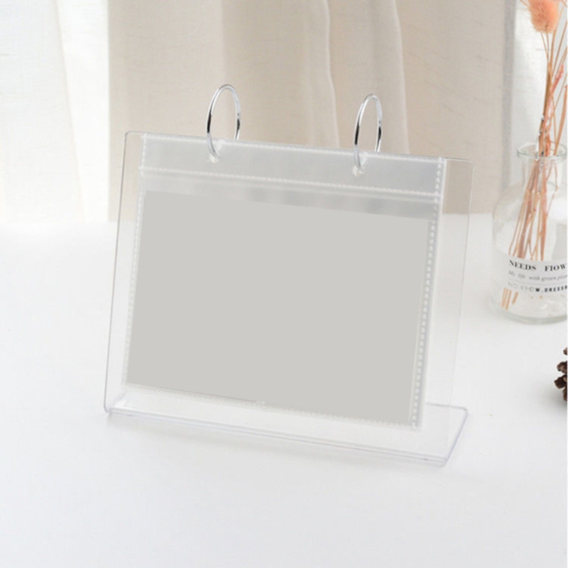 L21B Tabletop Flip Photo Frame Photo Album 68 Pockets Desk Calendar Album Sign Holder