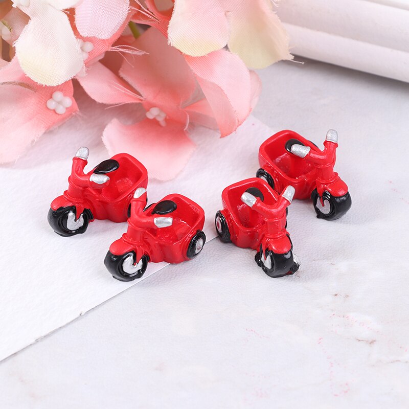 4Pcs Poppenhuis Motorfiets Driewieler Vervoer Miniatuur Ornament Diy Micro Poppenhuis Woondecoratie