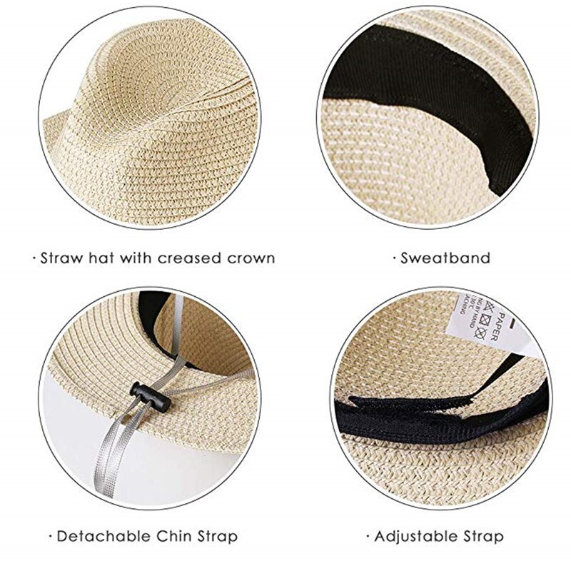 Furtalk Zomer Strooien Hoed Voor Mannen Vrouwen Zon Strand Hoed Mannen Jazz Panama Hoeden Fedora Brede Rand Zon Bescherming Cap met Lederen Riem