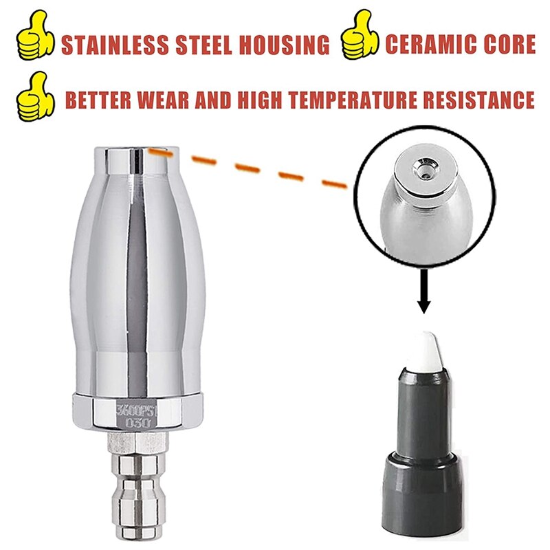 Retail Turbo Nozzle for Pressure Washer, Rotating Nozzle for and Cold Water, 1/4 Inch Quick Connect, Orifice 3.0, 3600 PSI