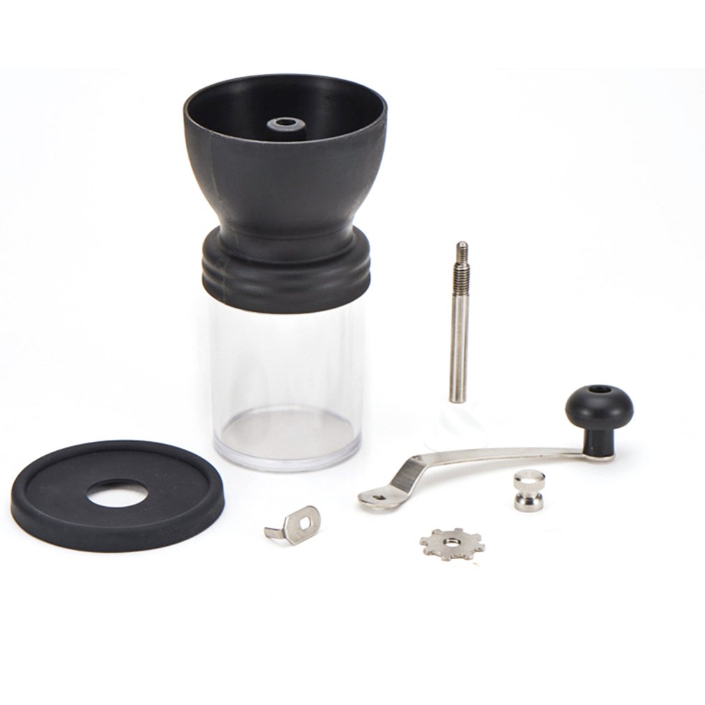 Transparent Hand Grinder Adjustable Ceramic Core 304 Stainless Steel Washable Hand Coffee Machine Kitchen Appliance: black