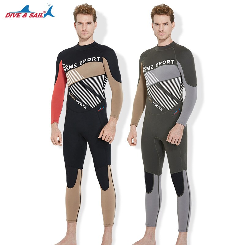 Dive & Sail Men's 3mm Diving Suit Full Length Snorkeling Wetsuits UV Protection Adult/Youth