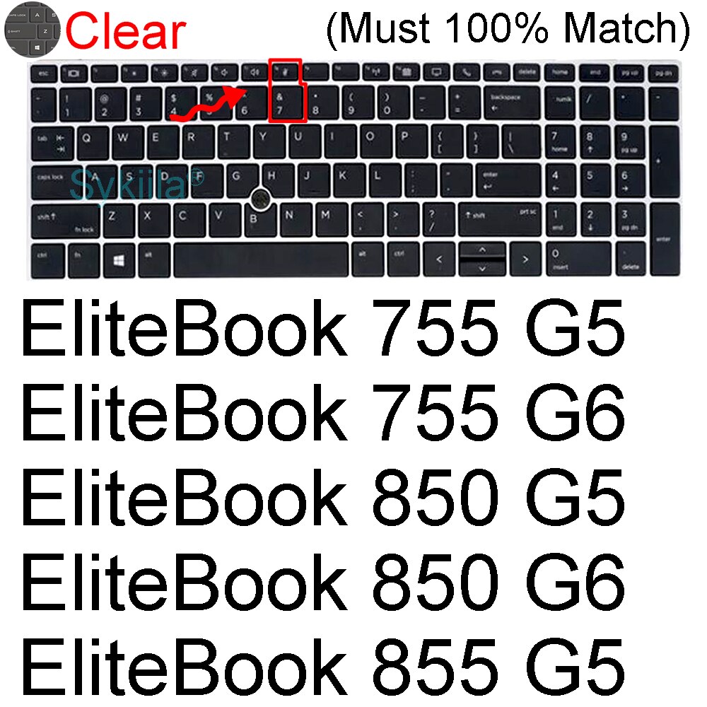 Keyboard Cover for HP EliteBook 855 G7 G8 850 G5 G6 G7 G8 1050 G1 Zhan X Notebook PC Protector Skin Case Silicone 15 15.6: Clear 755 850 G5 G6