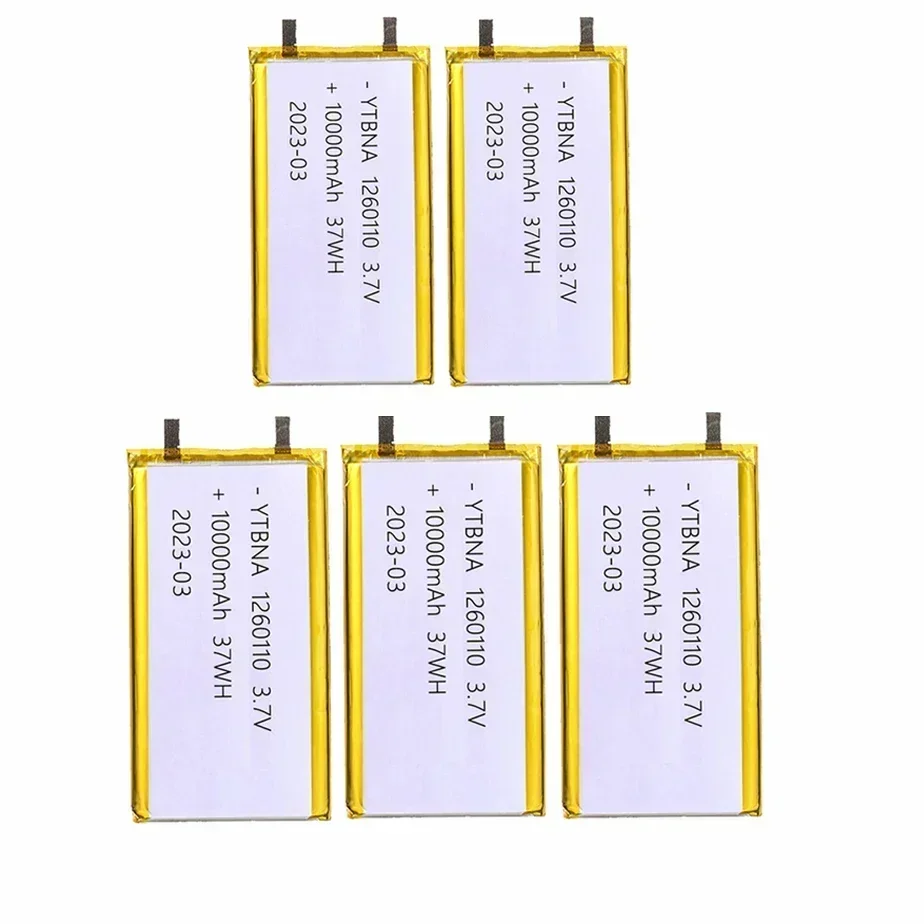 3,7V 10.000mAh 1260110 Bateria de polímero de lítio para banco de potência DIY GPS Capacidade real Baterias recarregáveis de íon-lítio de grande capacidade: CINZA