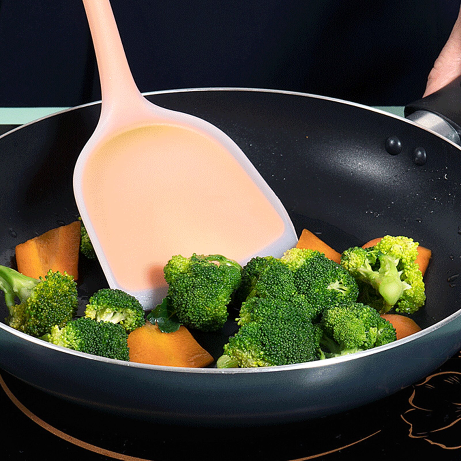 Slotted Turner Heat Resistant Seamless One-Piece Food Grade Silicone Cooking Utensils Spatula for Kitchen