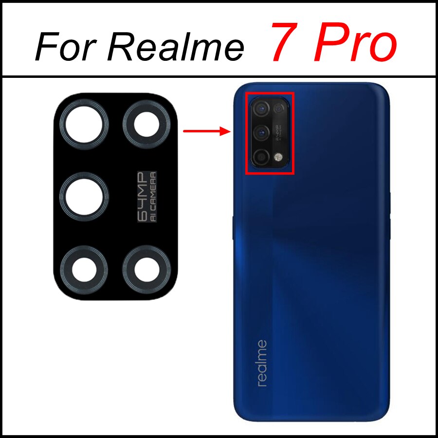Tylna kamera szklana osłona obiektywu dla Realme 3 5 6 7 Pro globalnego 5i 5S 6i 7i Realme 8 5G główna kamera szkło wymiana + klej: Realme 7 Pro