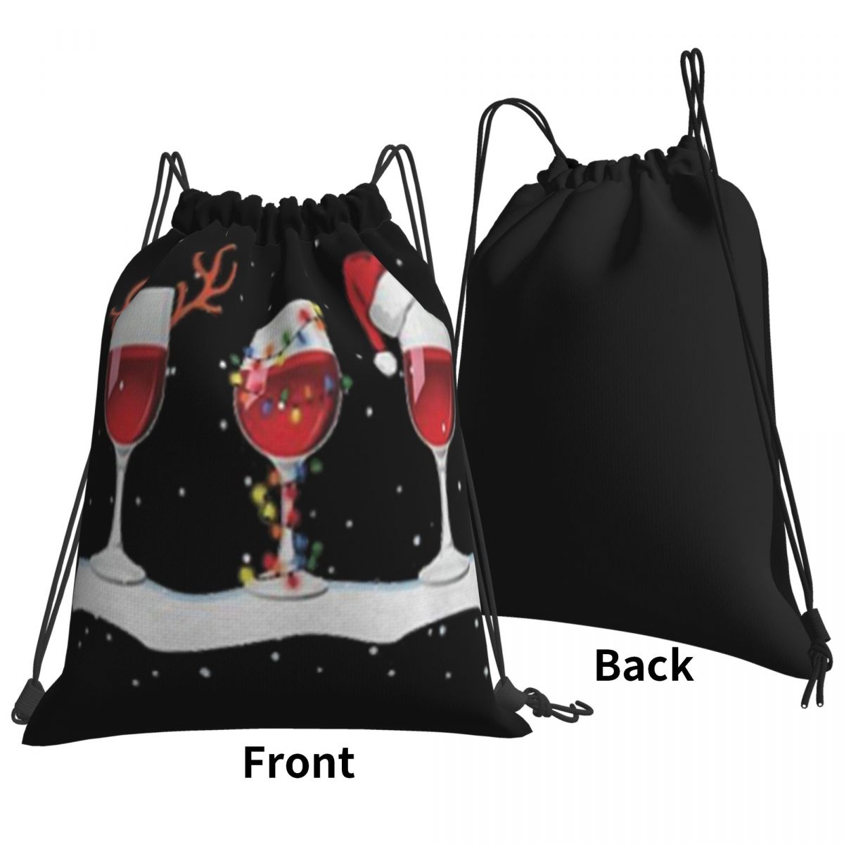 Mochila con navideño de Reno y vino de cristal para hombre, bolsa ligera de Papá Noel, ajustada, Punk, mejor empalme, Rock, personalizada