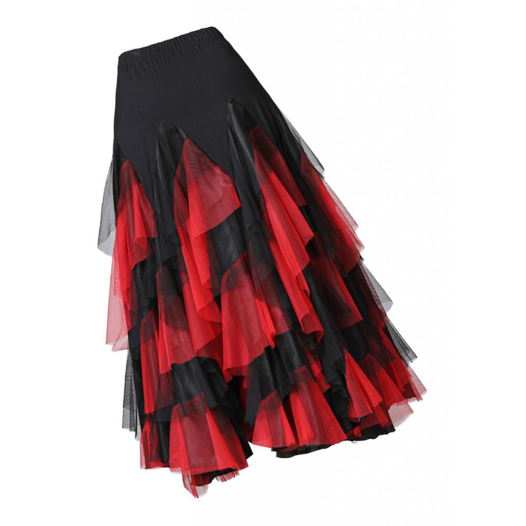 Flamenco Felsen Ballsaal Walzer Tanz Kleidung Moderne Kostümich Für Frauen: Schwarz rot