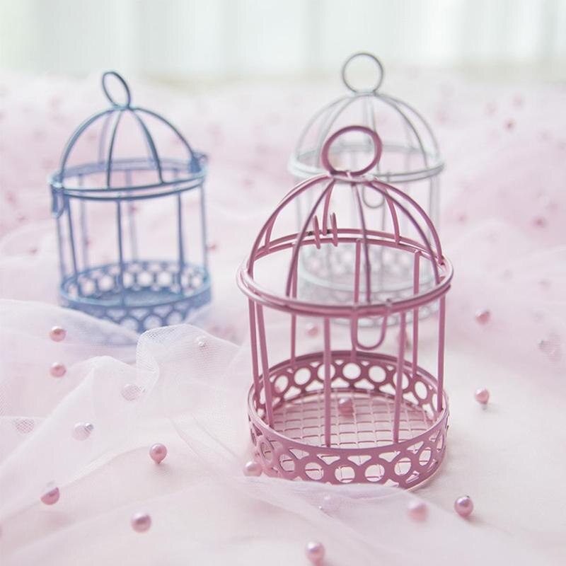 Multicolor Desktop Iron Candy Box Mini Wedding Party Ornament Bird Cage