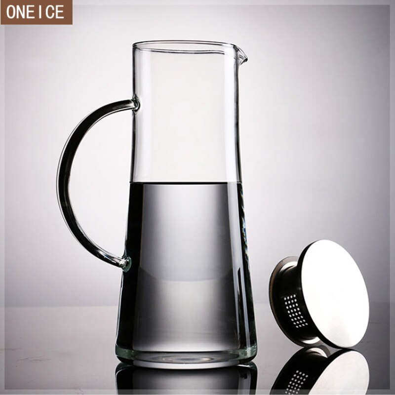 Grote Capaciteit Glas Kruik Met Glas Handvat Hittebestendig Glas Koffie Pot Roestvrij Stalen Filter Theepot 1500 Ml