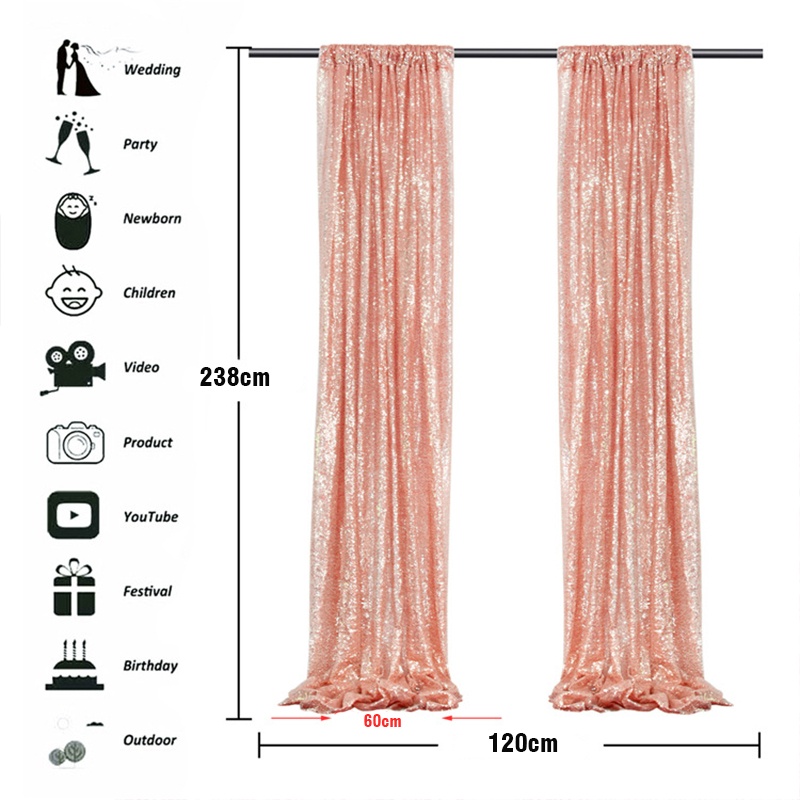 2x8ft Fabric sequin Background curtain Photo booth Backdrop Wedding Curtain ForChristmas/party Decor Photography background 2PCS