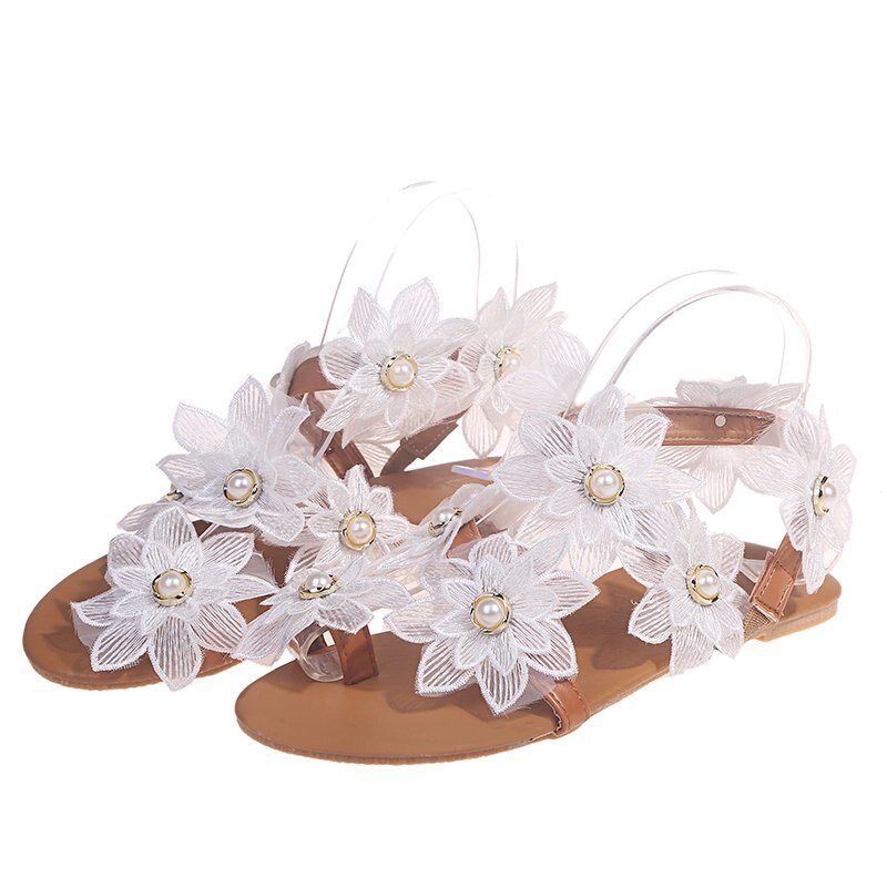 Sandalias con flores para mujer, chanclas de verano, zapatos de plataforma para mujer, sandalias de playa deslizantes de talla grande: 40