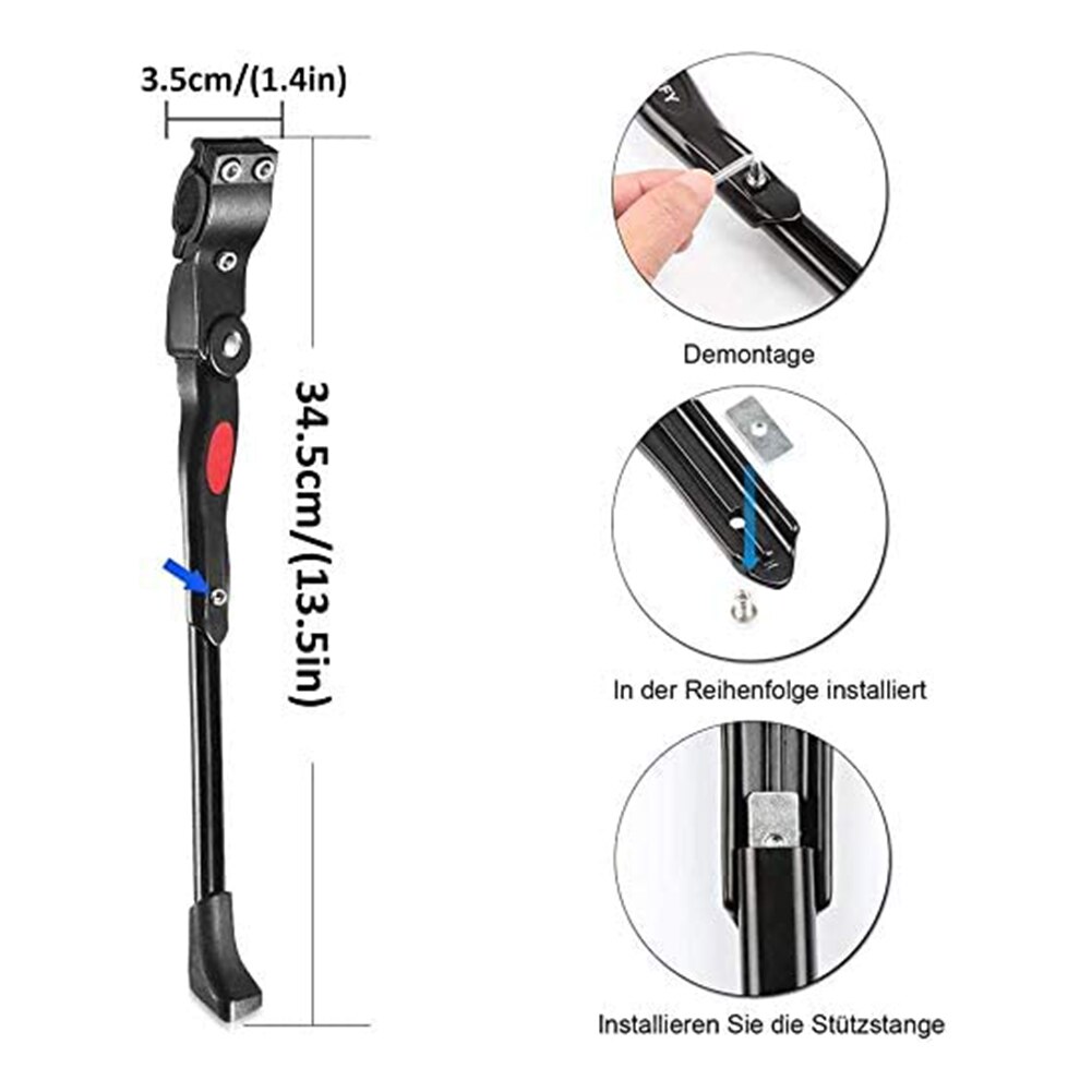 Pata de cabra para bicicleta de montaña, con patas de goma antideslizantes, soporte ajustable de aleación de aluminio, 20-28 pulgadas