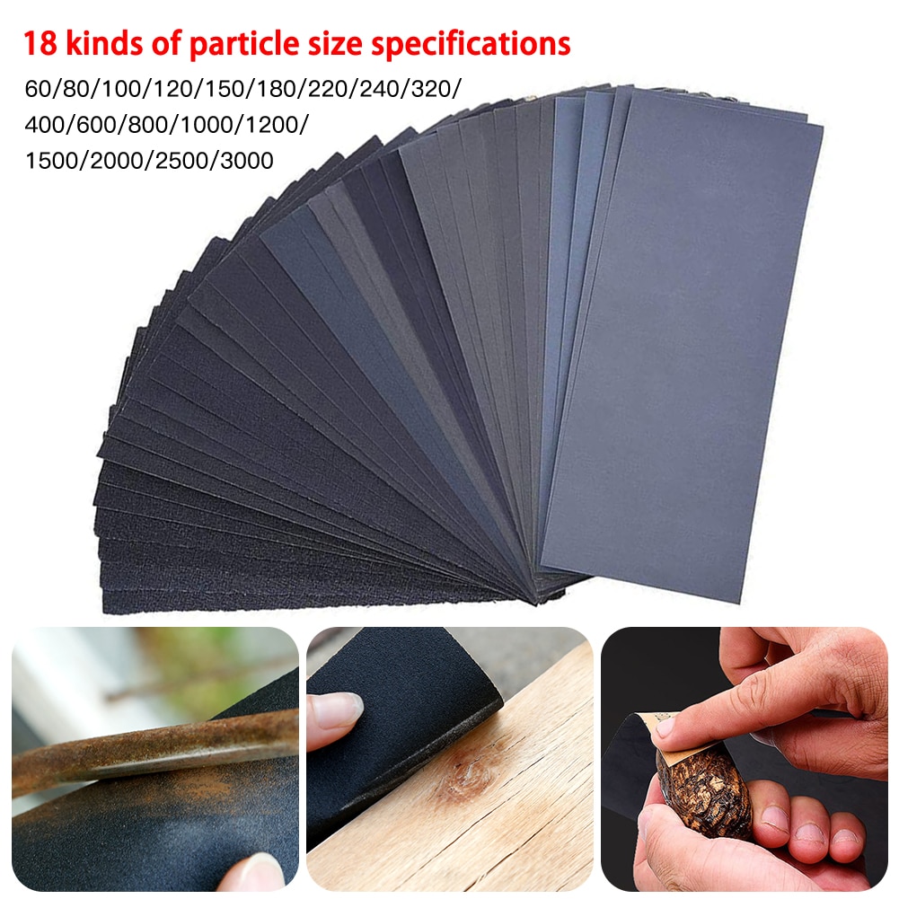 36Pcs Set Wet Dry Sandpaper 400/600/800/1000/1200/1500/2000/2500/3000 Grit Sandpaper Sheets For Wood Metal Polishing Automotive