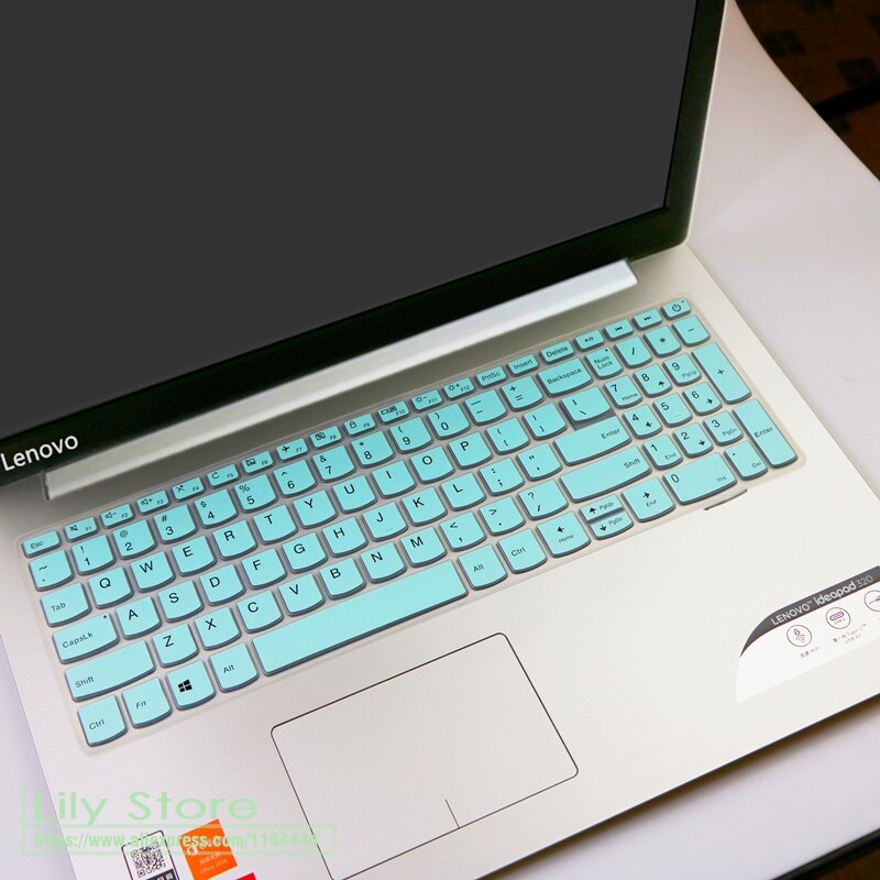 Laptop Keyboard Cover for Lenovo IdeaPad 520 720 15.6-inch - Ultra-thin Silicone Skin: White/Blue