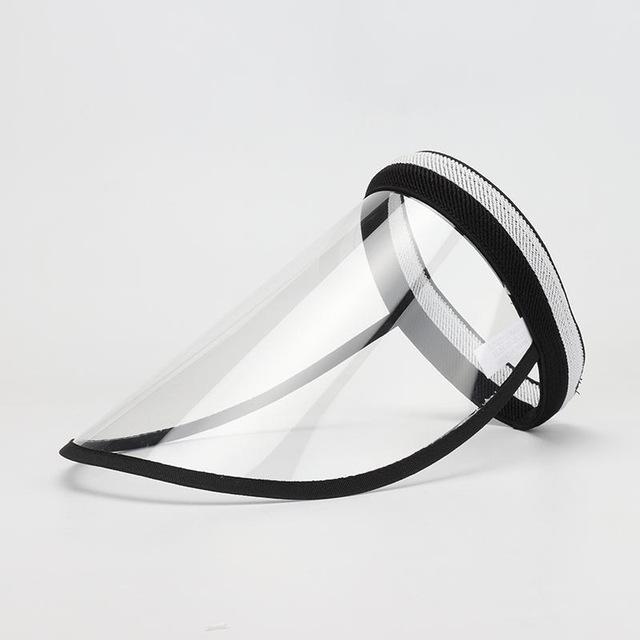 Cokk lue med øyebeskyttelse plastskjold tom topplue kvinner anti-pollen anti-spytt deksel full ansikt caps menn: Hvit svart / Voksen (54-60cm)