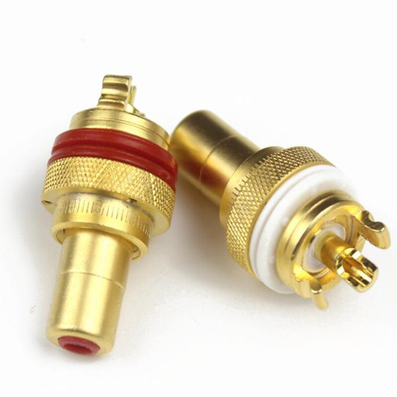 Red+White RCA Female Socket Chassis RCA CMC Female Connector Phono Copper Plug