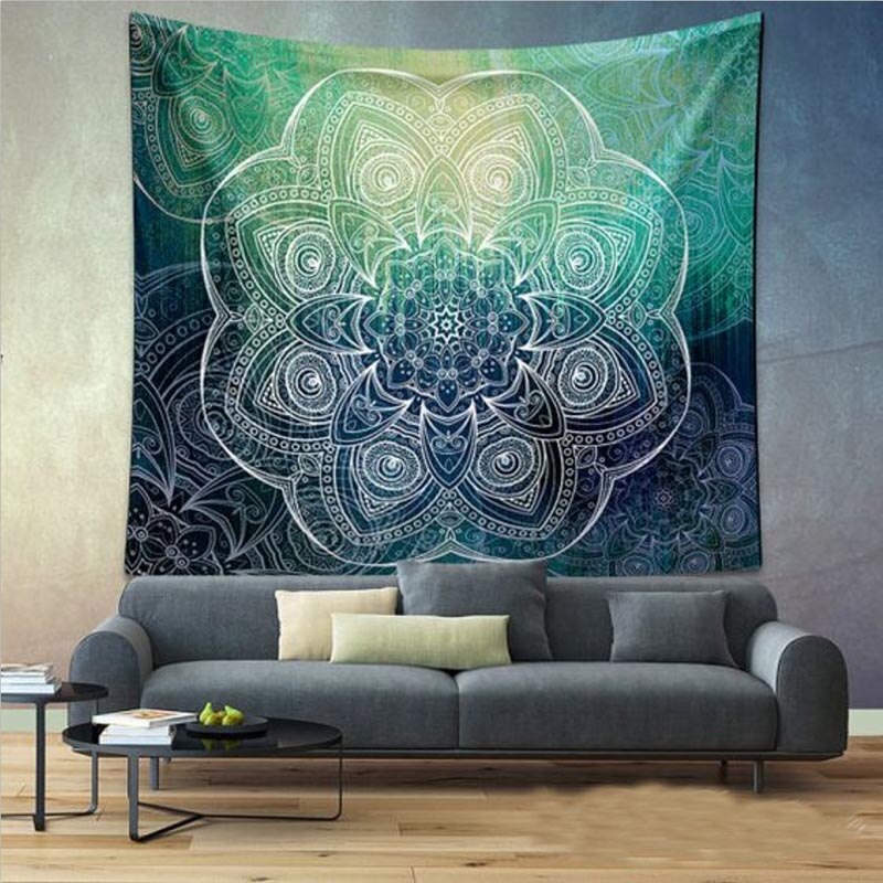 Tapisserie d'éléphant indien grande taille | Tapis mural Boho, Aubusson, motif imprimé coloré de Mandala, pour la plage en bohême