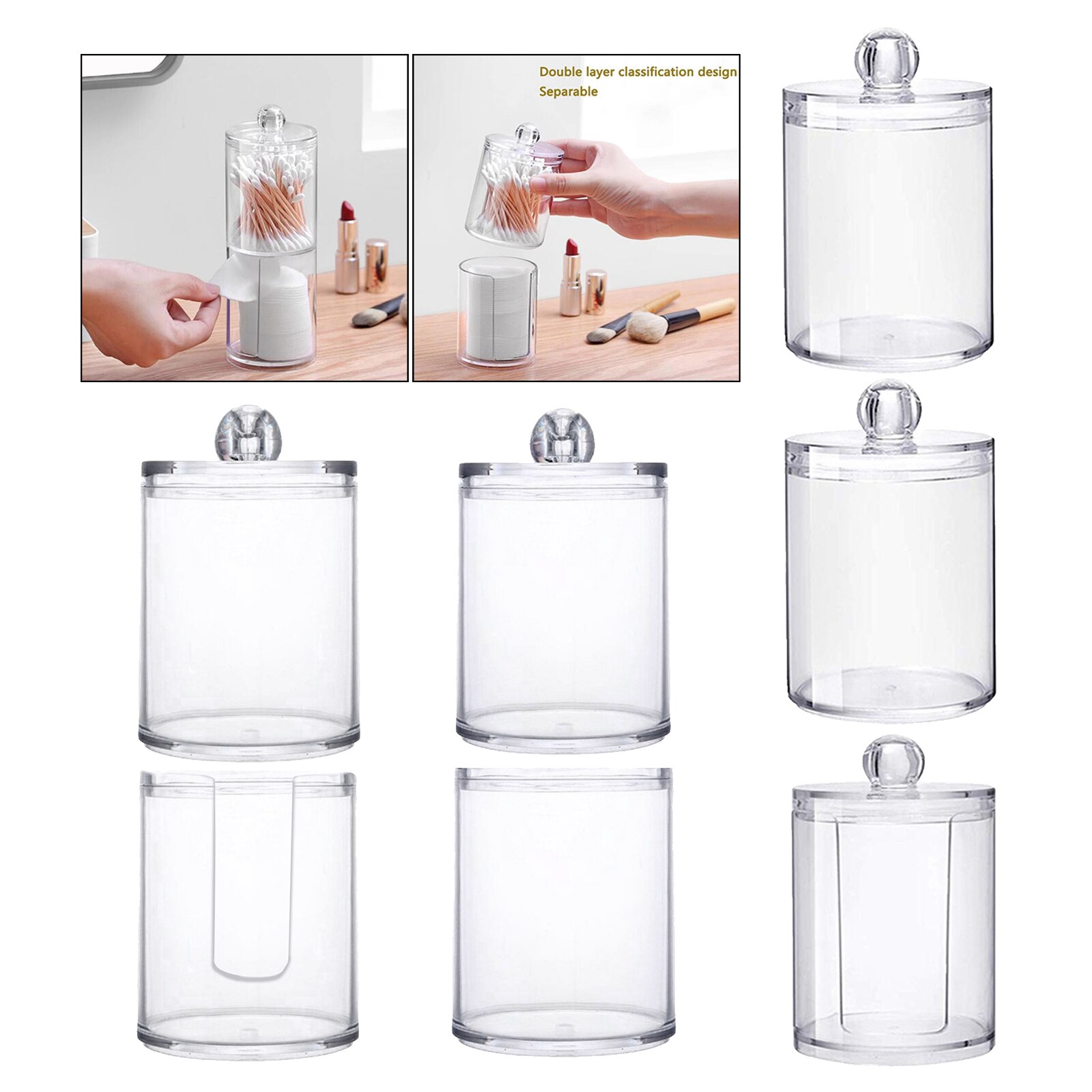 Clear Acrylic Cotton Pad Container for Cotton Swabs Holder Organizer with Lid Make Up Pads Cosmetics Storage Box Save Space