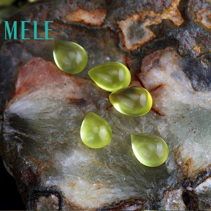 Piedra Natural dorada y amarilla Prehnita, 7x10mm, 2,4 CT, piedra suelta DIY, piedra de a juego, gotas de agua a juego para mujer