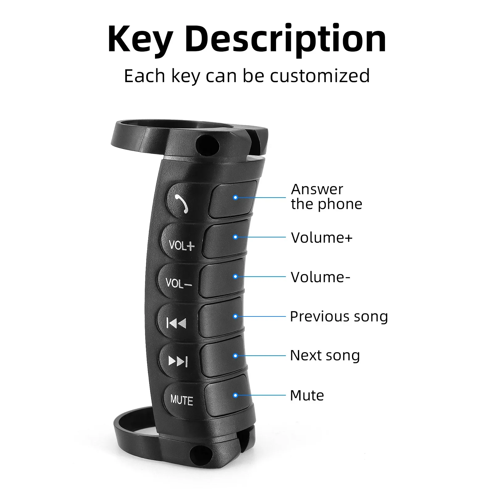 Telecomandi universali per controllo volante a 6 tasti Pulsanti interruttori per auto senza fili compatibili con Bluetooth per androide volume