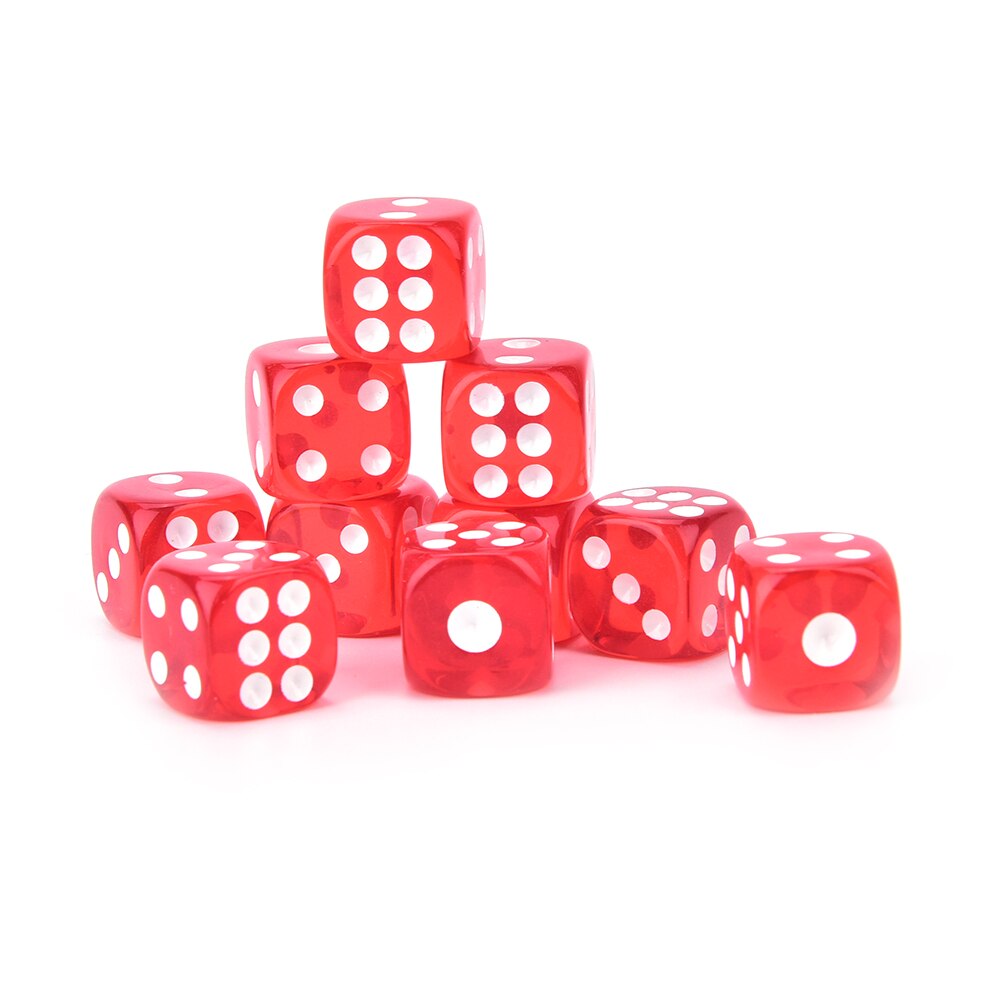 10 Pcs 14 Mm Transparant Acryl 6 Zijdige Dobbelstenen Voor Club/Party/Familie Games 6 Kleuren
