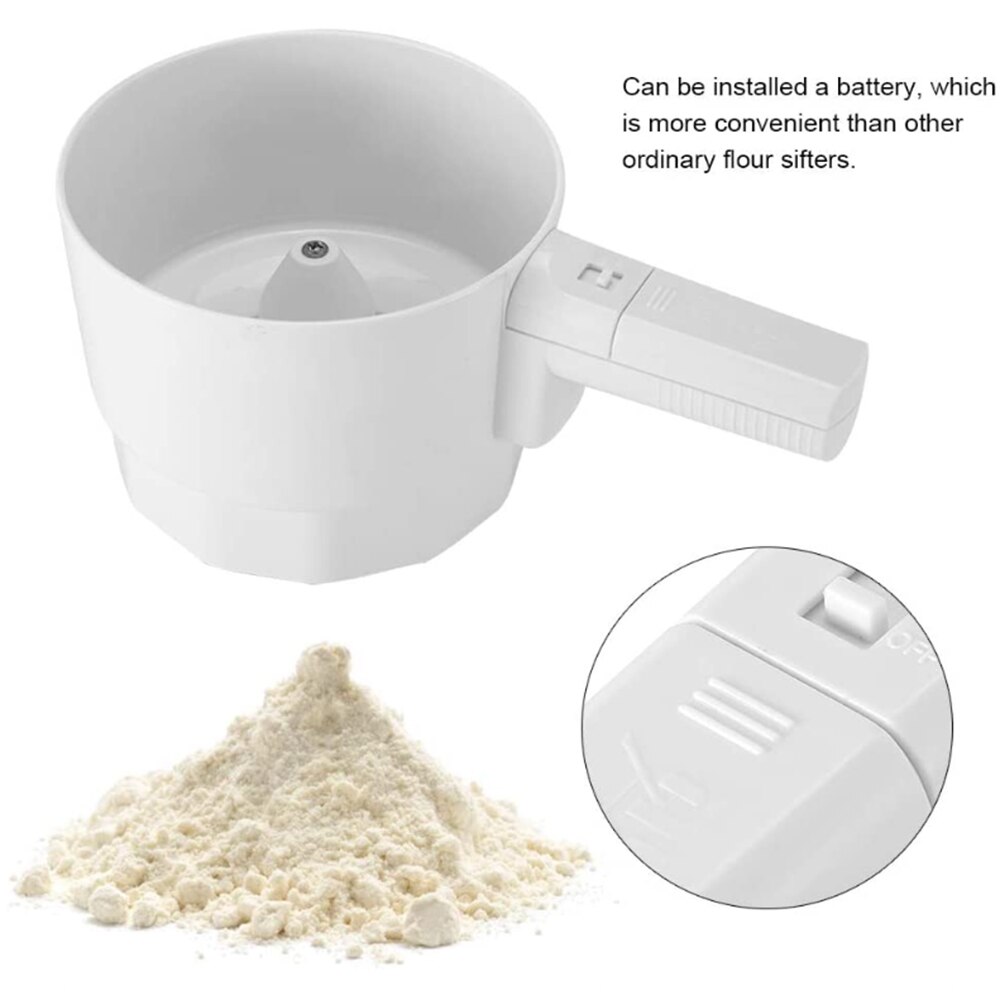 Tamis à farine électrique en forme de tasse en plastique, tamis mécanique à main, Shaker, gâteaux, filet à sucre, outils de cuisson, Gadgets de cuisine