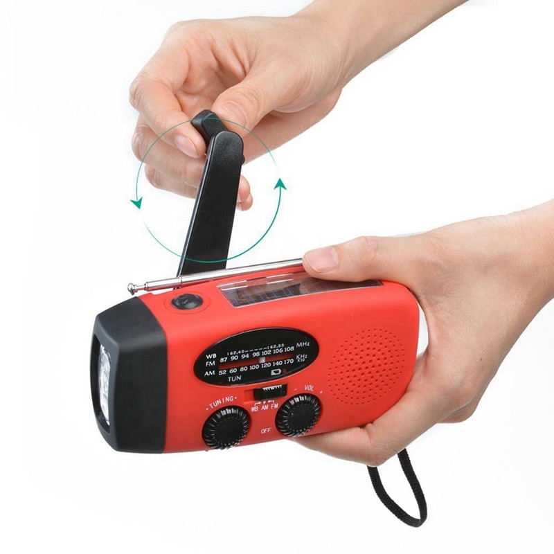 Multifunctional Solar Hand Crank Dynamo Self Powered AM/FM/NOAA Weather Radio Use As Emergency LED Flashlight and Power Bank