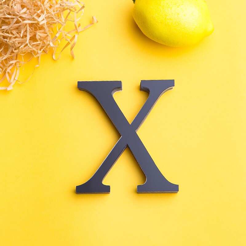 Zwart Engels Letters 3D Spiegel Muurstickers Home Decor Voor Woonkamer Slaapkamer Behang Peel &amp; Stok Spiegel Acryl Poster: X