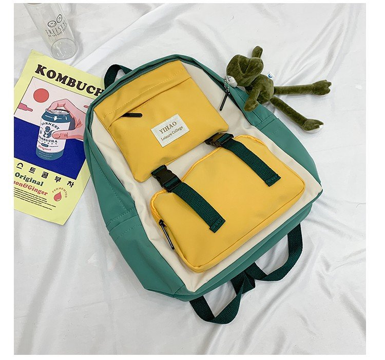 Women School Backpacks for Teenage Girls Summer Female Casual Patch Bookbag Students Shoulder Bags Travel Backpacks: Yellow